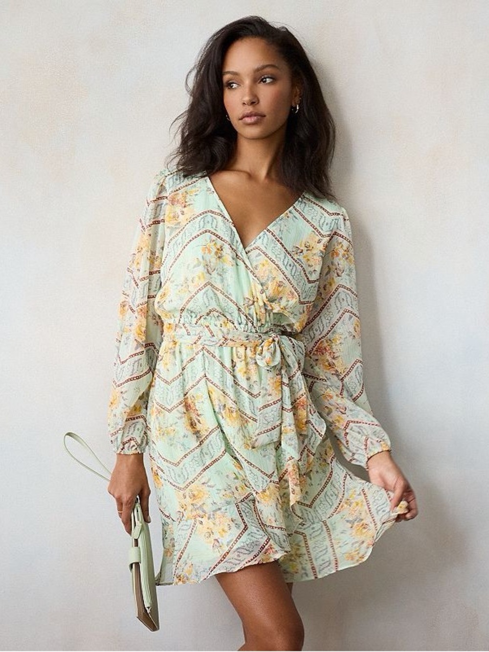 LC Lauren Conrad Ruffled Mini Faux-Wrap Dress - Size: XXLP